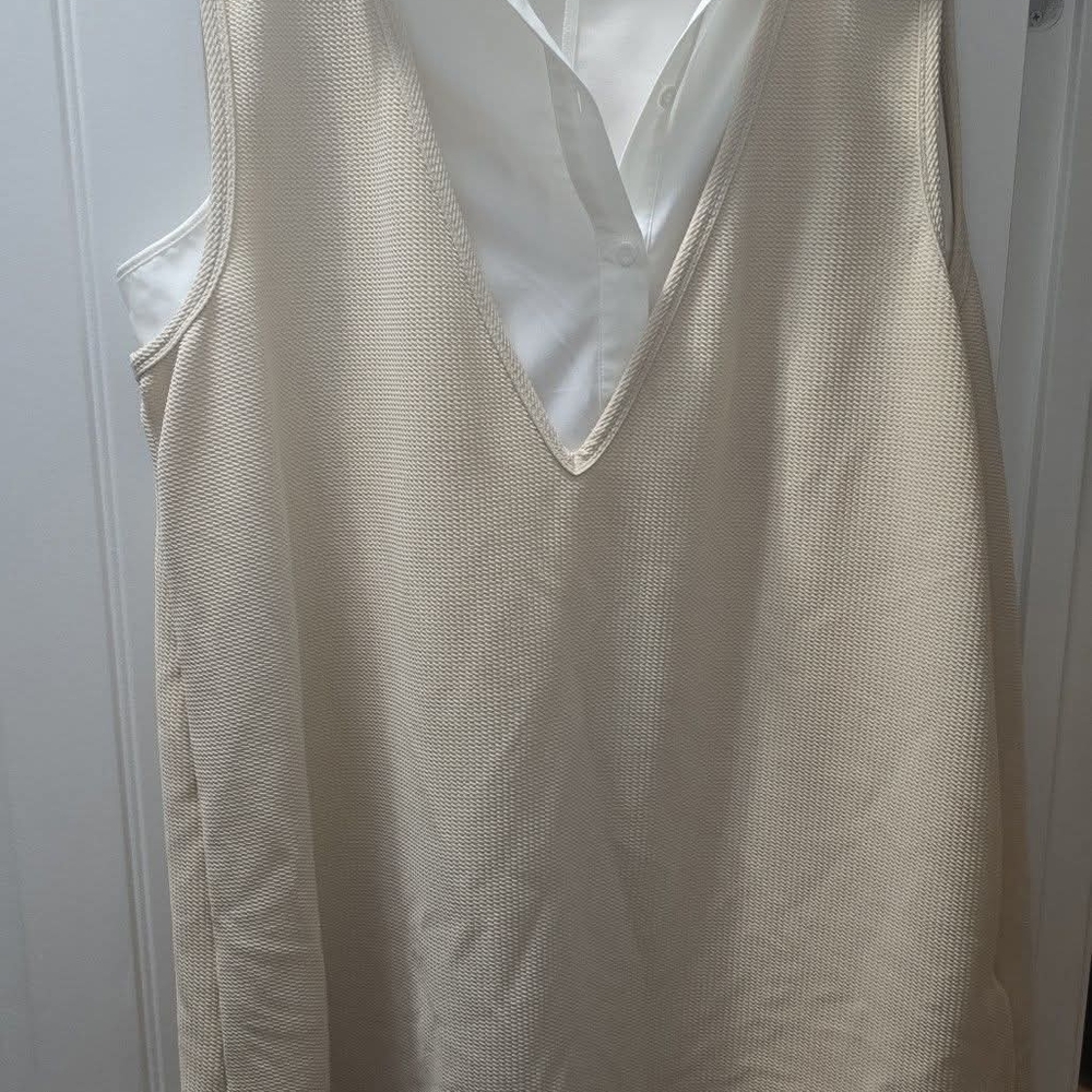 SHEIN Asymmetrical Beige and White Dress